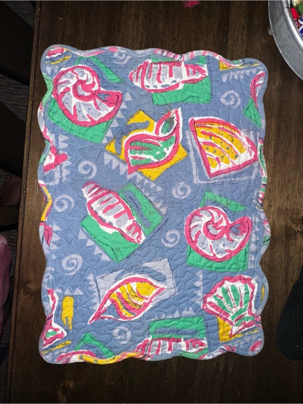 Vintage Coastal Seashell Quilted Placemats Set of 4- 100% Cotton - Picture 3 of 3